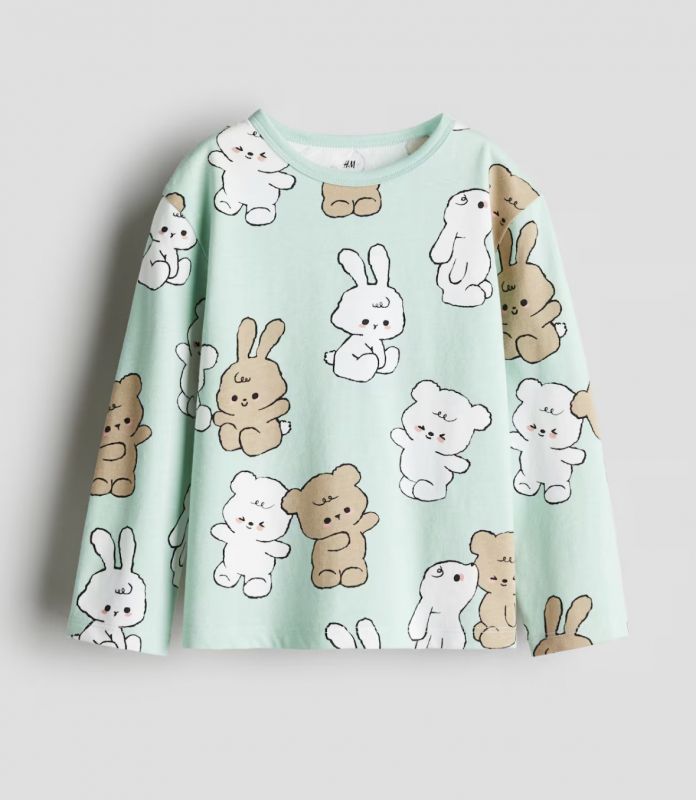 Лонгслів H&M 2-4 / 4-6 р. ментоловий