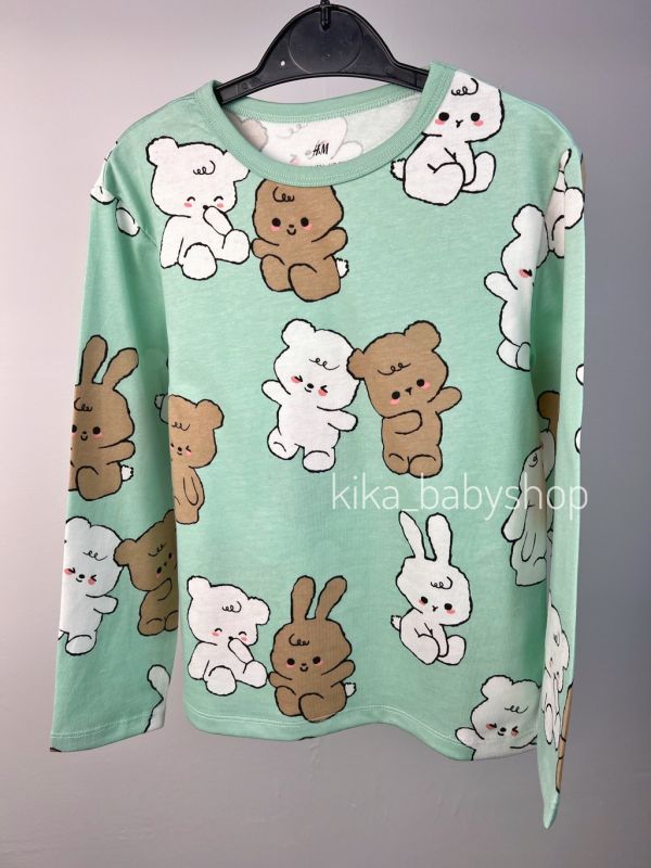 Лонгслів H&M 2-4 / 4-6 р. ментоловий