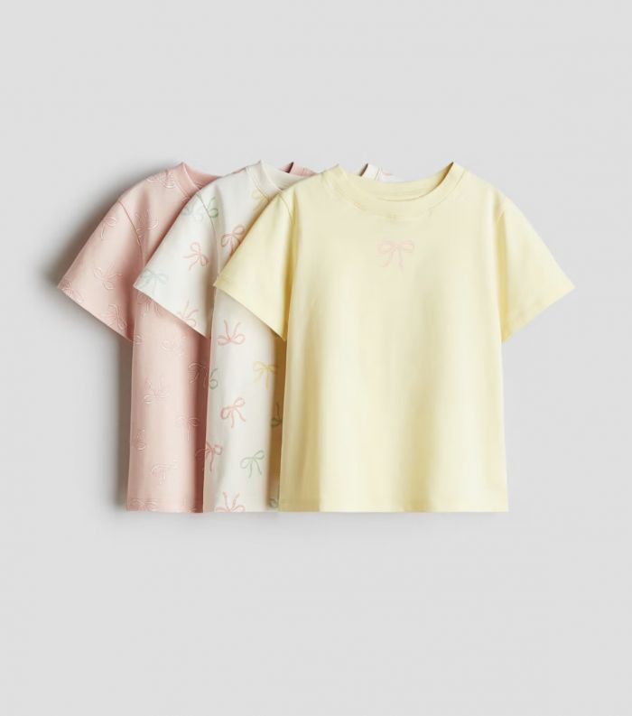 Футболки H&M на 6-8 років (жовта, молочка, рожева)