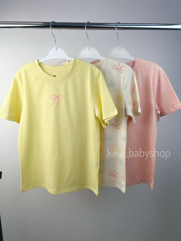 Футболки H&M на 6-8 років (жовта, молочка, рожева)