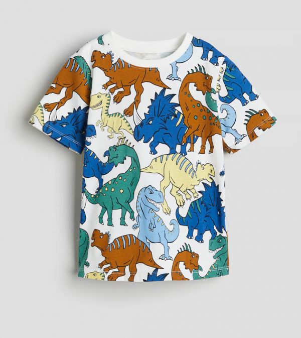 Футболка H&M на 6-8 років біла з діно.