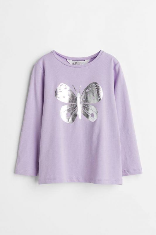 Лонгслів 1,5-2 та 2-4 р H&M бузковий з метеликом